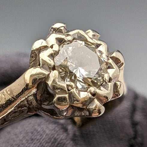 1980 British Vintage Jewelry 9ct Gold & Diamond Ring (Size 12) RandD
